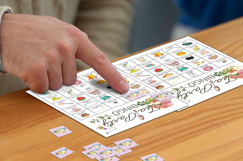 Disfuco Tea Party Bingo Cards, Tea Bridal Party Games Bingo Cards, School Party, Birthday, Garden Tea Party Favors Supplies Decorations, 24 Players Bingo Game (A02) - Image 3